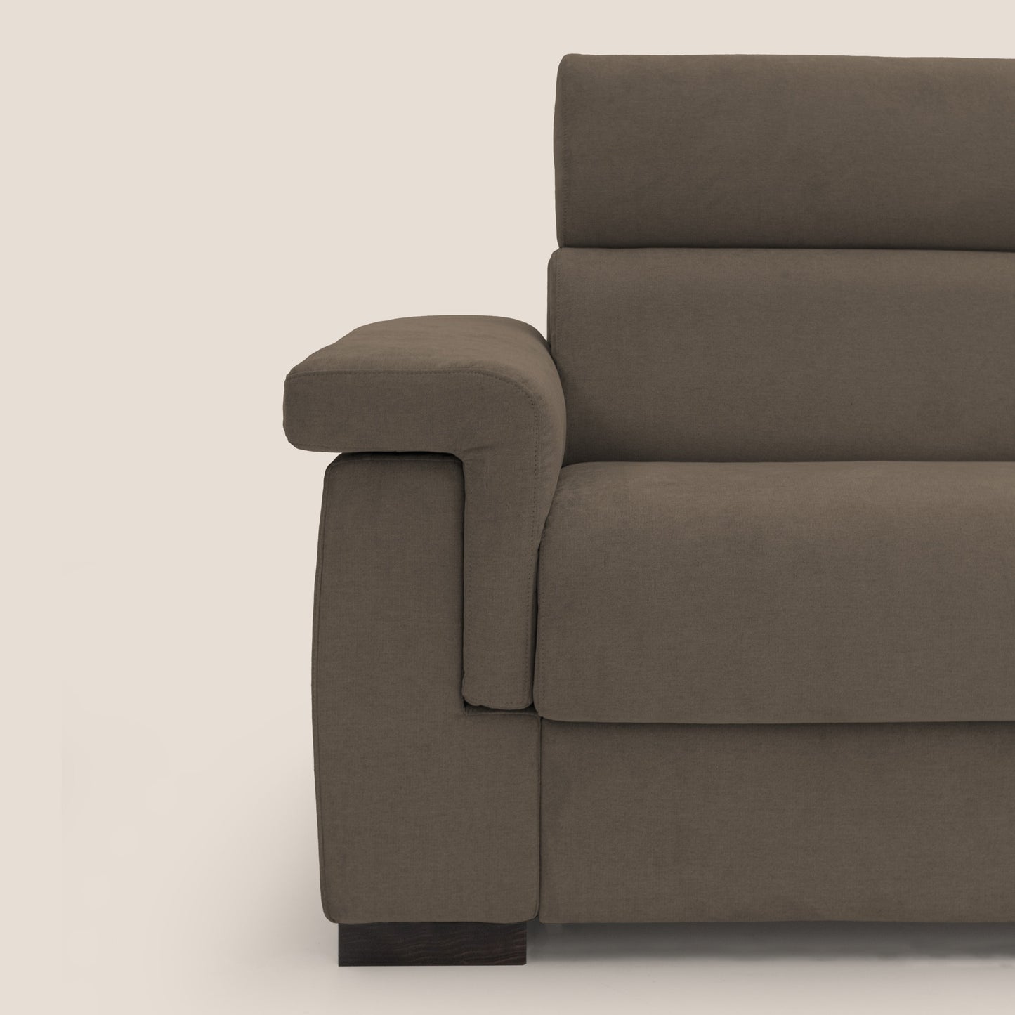 Bjorn divano letto sfoderabile con materasso H18 cm e poggiatesta reclinabili in tessuto impermeabile T02 marrone