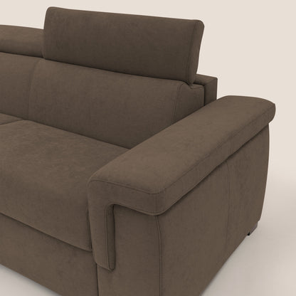 Giunone divano letto con materasso alto 18 cm e poggiatesta reclinabili in tessuto impermeabile T02 marrone 