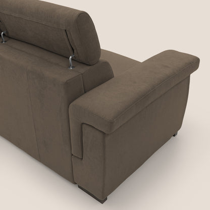 Bjorn divano letto sfoderabile con materasso H18 cm e poggiatesta reclinabili in tessuto impermeabile T02 marrone