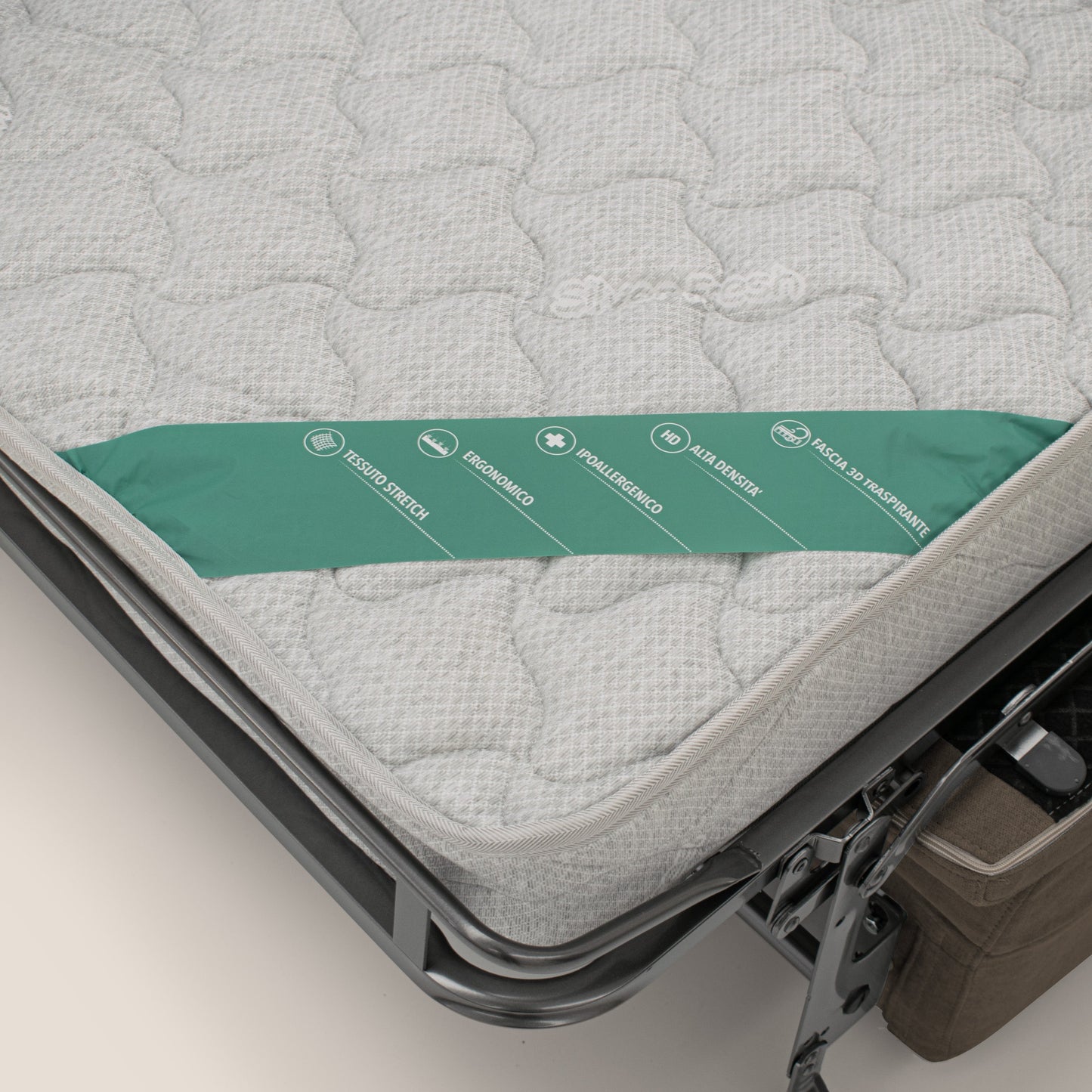 Bjorn divano letto sfoderabile con materasso H18 cm e poggiatesta reclinabili in tessuto impermeabile T02 marrone