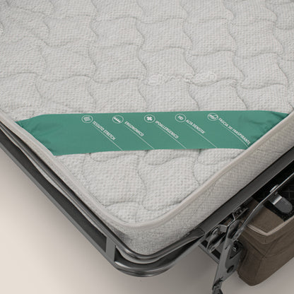 Bjorn divano letto sfoderabile con materasso H18 cm e poggiatesta reclinabili in tessuto impermeabile T02 marrone