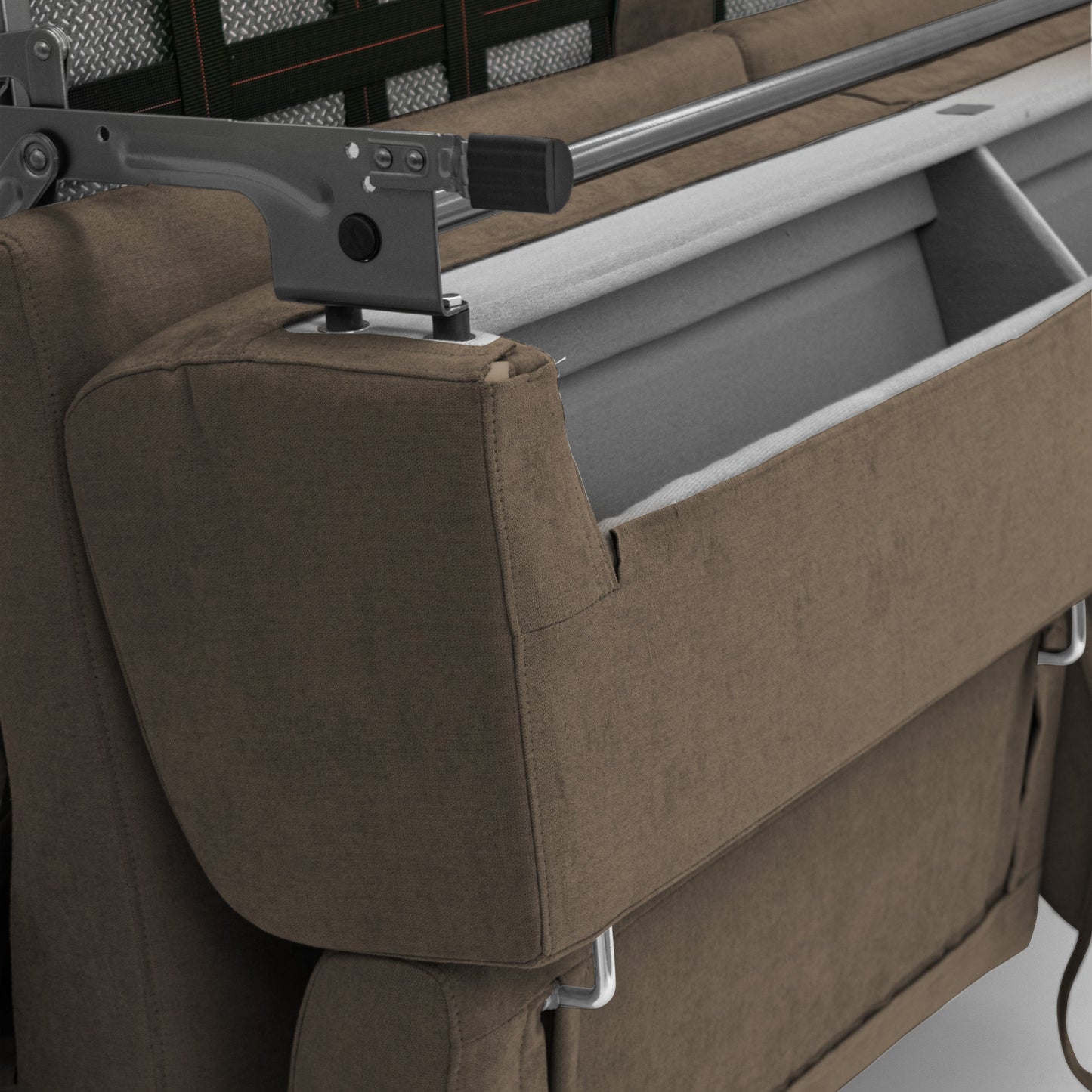 Bjorn divano letto sfoderabile con materasso H18 cm e poggiatesta reclinabili in tessuto impermeabile T02 marrone