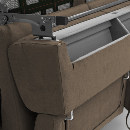 Bjorn divano letto sfoderabile con materasso H18 cm e poggiatesta reclinabili in tessuto impermeabile T02 marrone