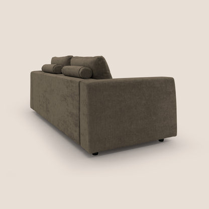 Freia Divano letto minimal materasso h15 cm con morbidi schienali in tessuto impermeabile T14 marrone