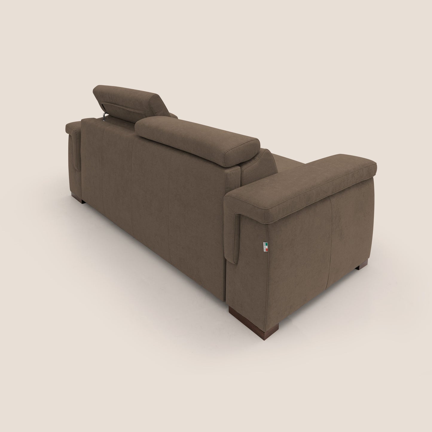Giunone divano letto con materasso alto 18 cm e poggiatesta reclinabili in tessuto impermeabile T02 marrone 
