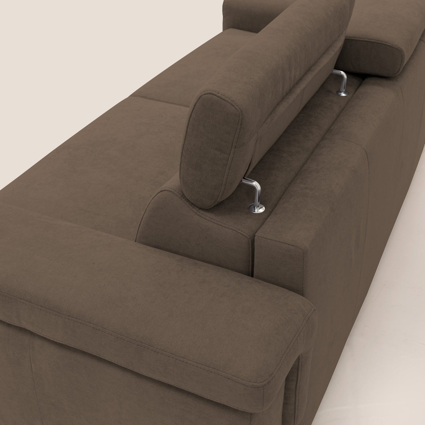 Giunone divano letto con materasso alto 18 cm e poggiatesta reclinabili in tessuto impermeabile T02 marrone 