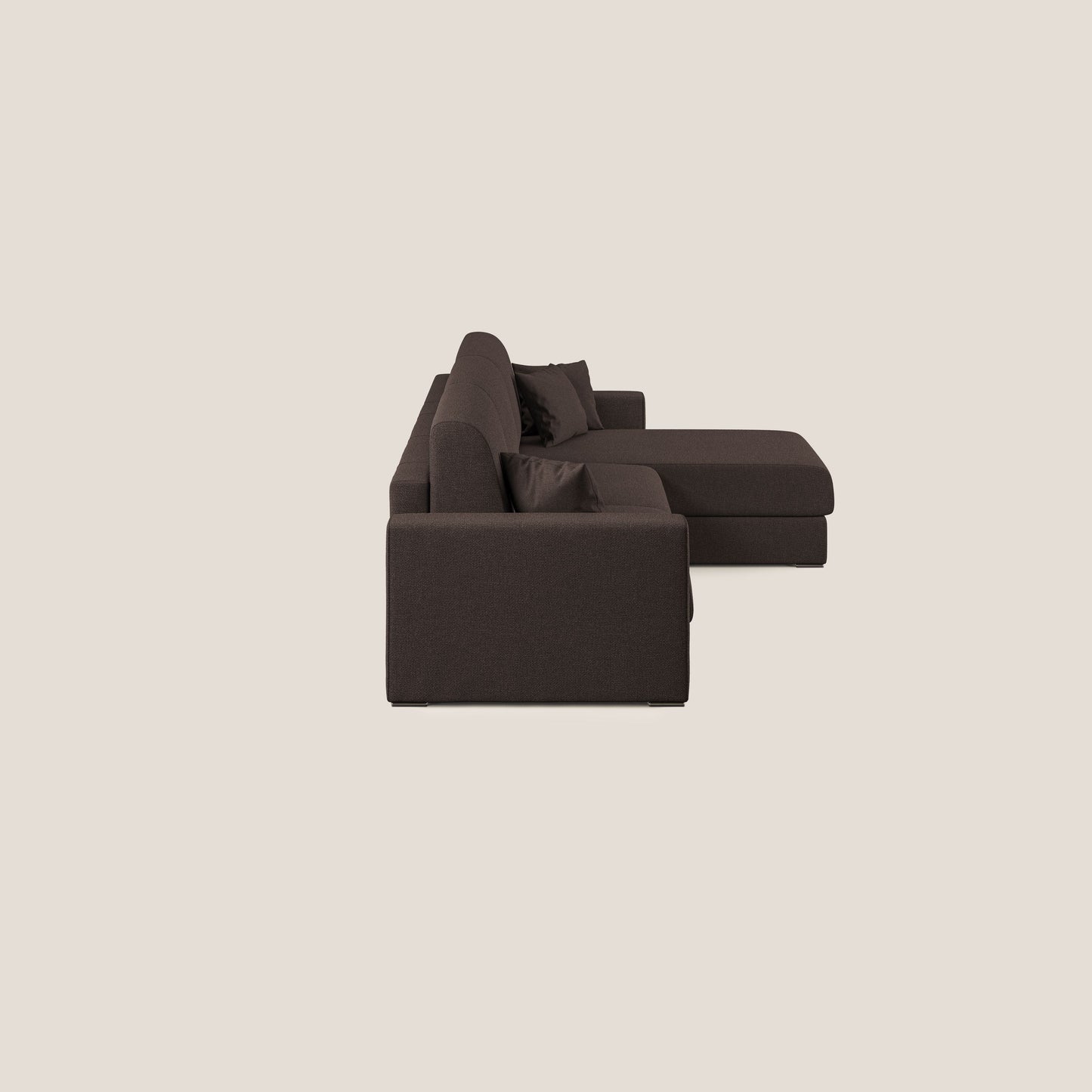 Best Divano letto angolare con penisola in tessuto smacchiabile QuickClean T08 marrone