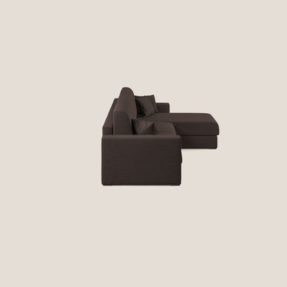 Best Divano letto angolare con penisola in tessuto smacchiabile QuickClean T08 marrone