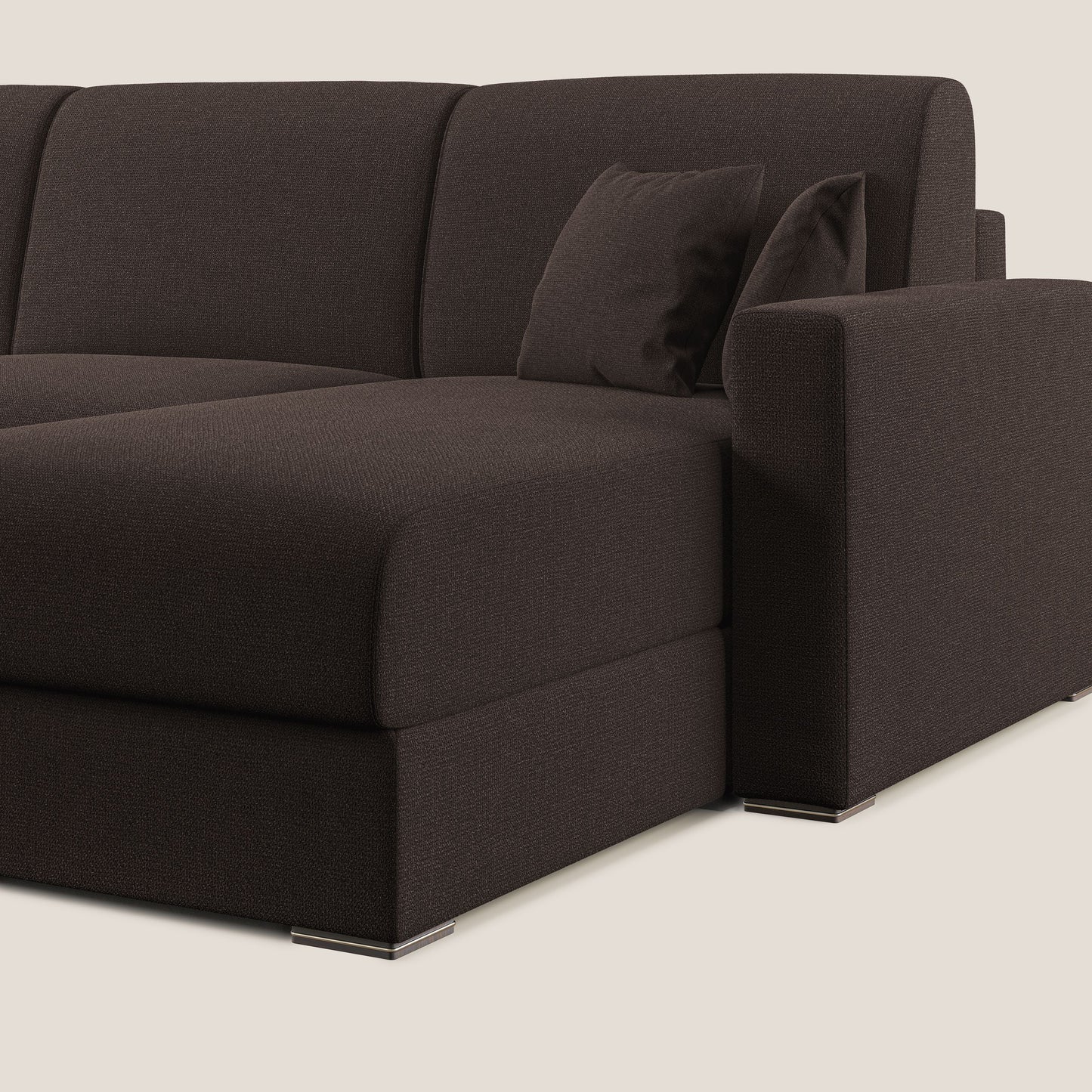 Best Divano letto angolare con penisola in tessuto smacchiabile QuickClean T08 marrone