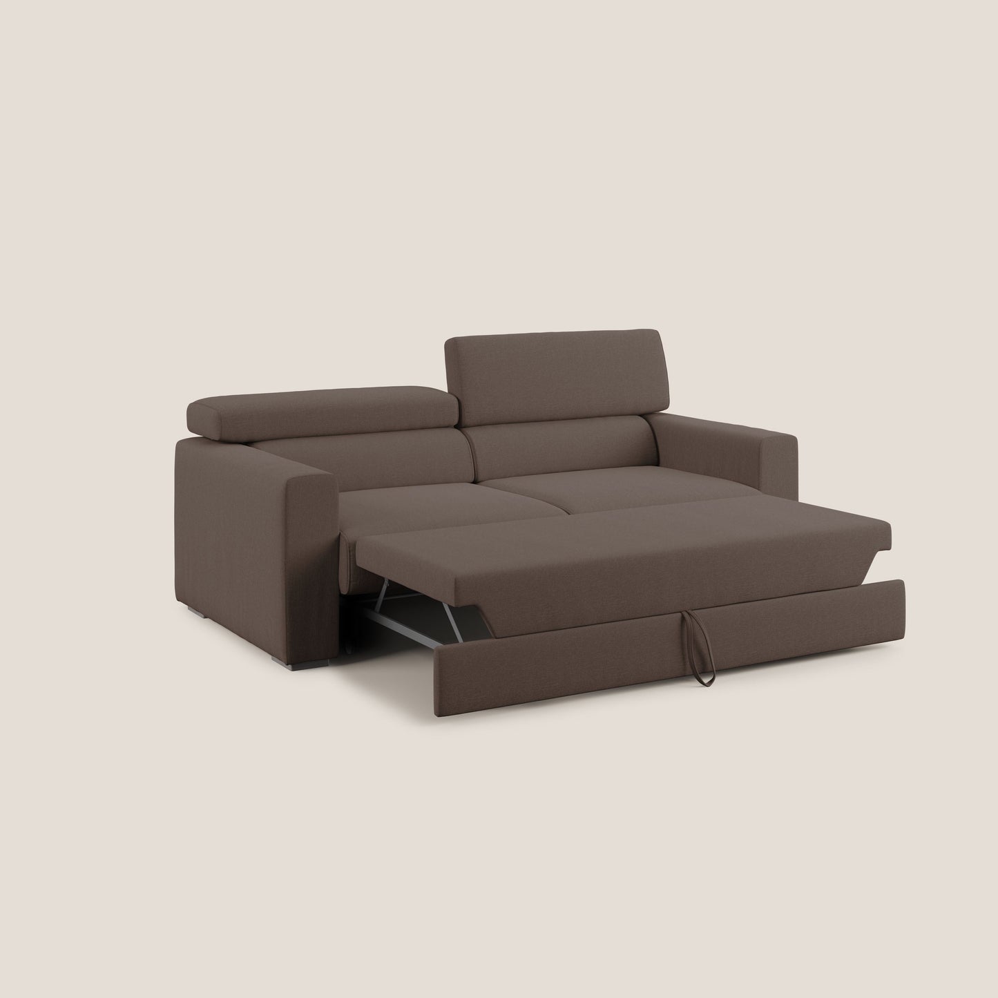 Dylan divano allungabile con pouf estraibile poggiapiedi in tessuto simil cotone impermeabile T13 marrone