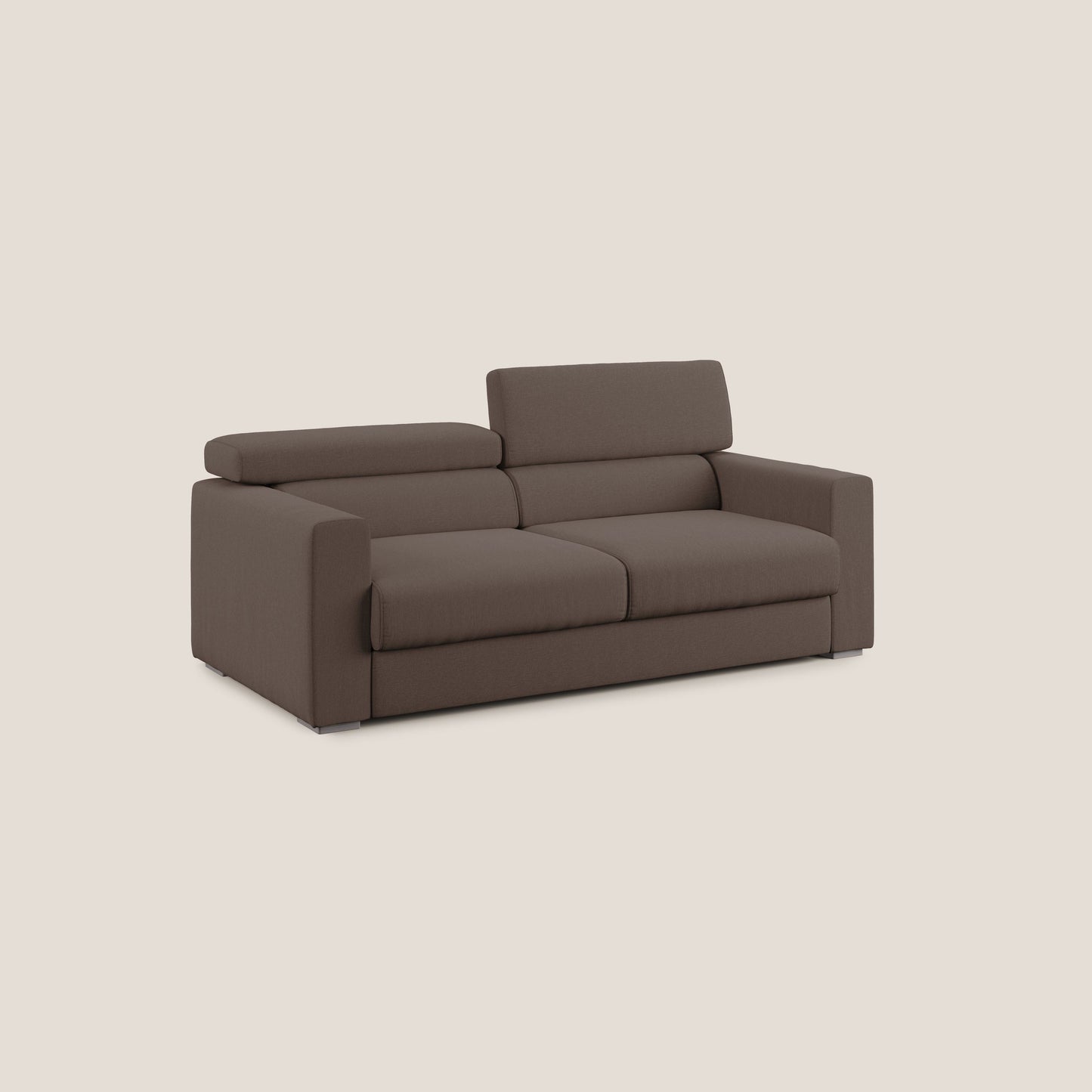 Dylan divano allungabile con pouf estraibile poggiapiedi in tessuto simil cotone impermeabile T13 marrone