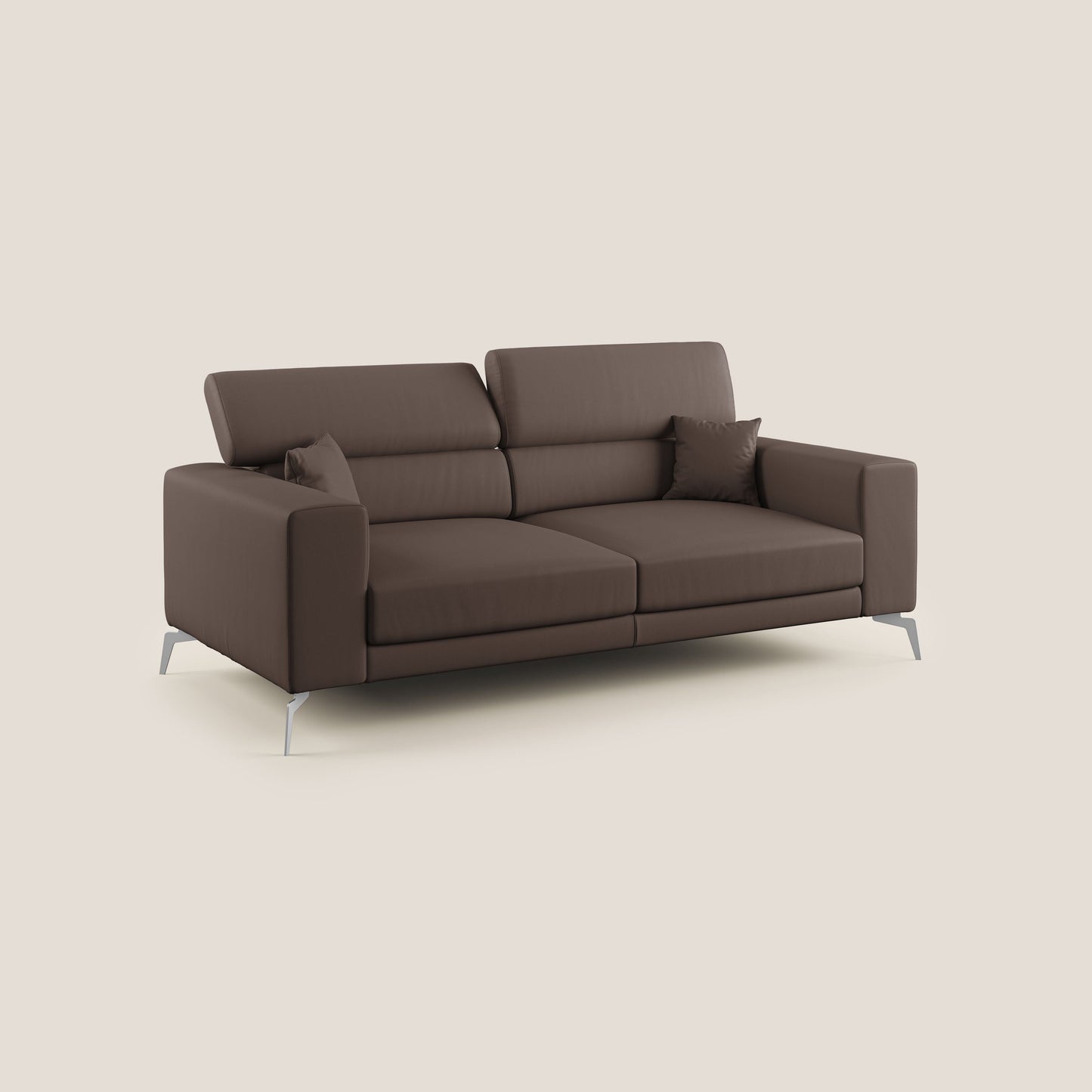 Blade Divano moderno 210 cm con poggiatesta reclinabili in Ecopelle T04 MARRONE