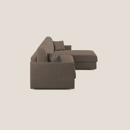 Evans Divano letto angolare con penisola in morbido tessuto impermeabile T02 marrone