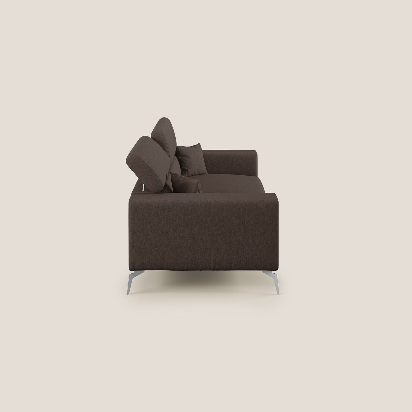 Blade Divano con poggiatesta reclinabili in tessuto impermeabile misto cotone T13 marrone