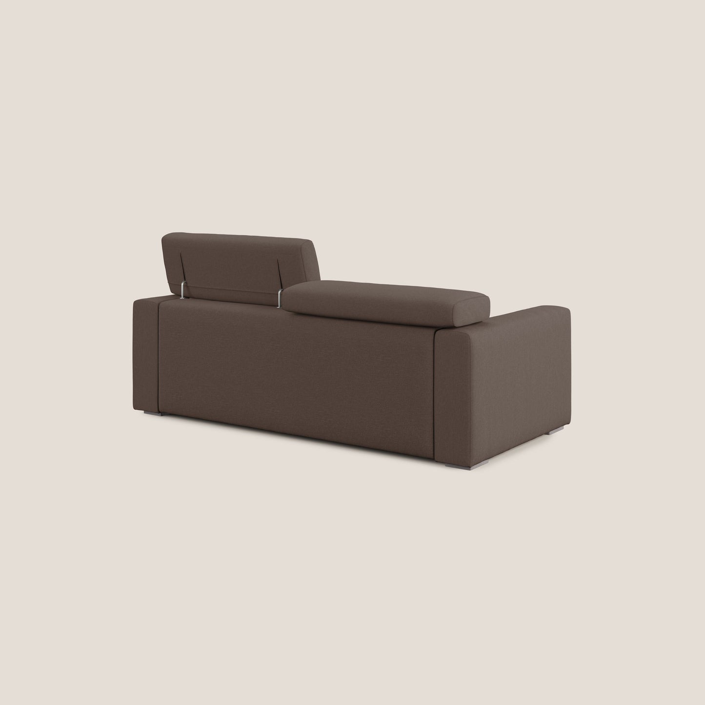Dylan divano allungabile con pouf estraibile poggiapiedi in tessuto simil cotone impermeabile T13 marrone