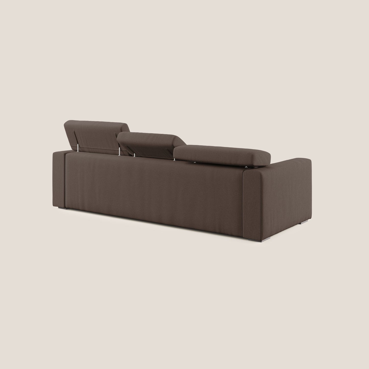 Dylan divano angolare con pouf estraibile poggiapiedi in tessuto simil cotone impermeabile T13 marrone