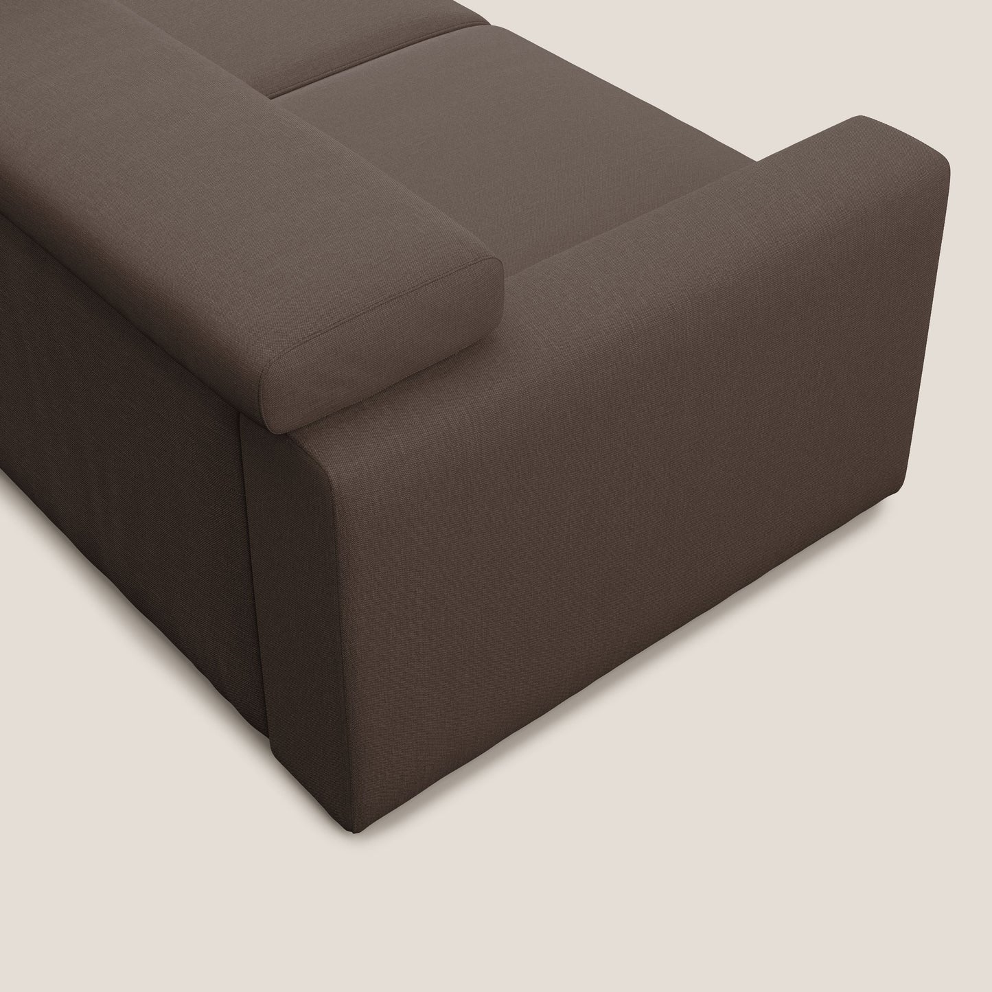 Dylan divano allungabile con pouf estraibile poggiapiedi in tessuto simil cotone impermeabile T13 marrone