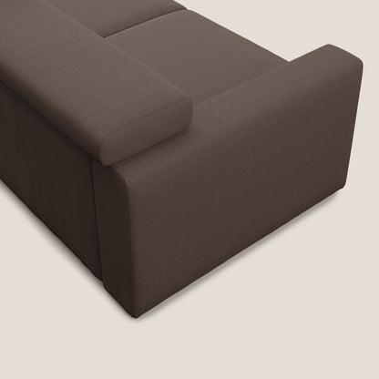 Dylan divano allungabile con pouf estraibile poggiapiedi in tessuto simil cotone impermeabile T13 marrone