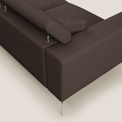 Blade Divano con poggiatesta reclinabili in tessuto impermeabile misto cotone T13 marrone