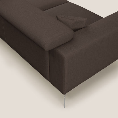 Blade Divano moderno angolare con poggiatesta reclinabili in tessuto impermeabile simil-cotone T13 marrone