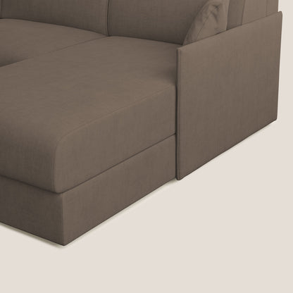 Evans Divano letto angolare con penisola in morbido tessuto impermeabile T02 marrone