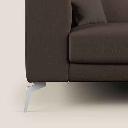 Blade Divano moderno angolare con poggiatesta reclinabili in tessuto impermeabile simil-cotone T13 marrone