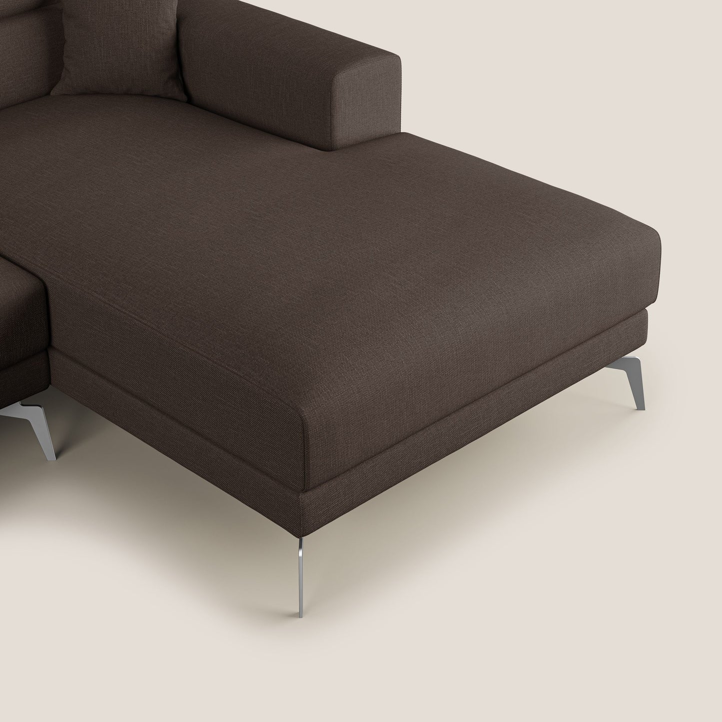 Blade Divano moderno angolare con poggiatesta reclinabili in tessuto impermeabile simil-cotone T13 marrone