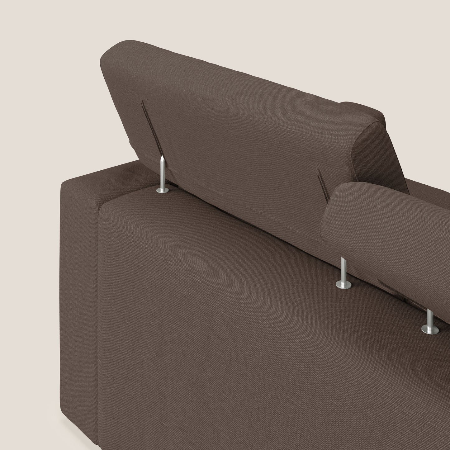 Dylan divano allungabile con pouf estraibile poggiapiedi in tessuto simil cotone impermeabile T13 marrone