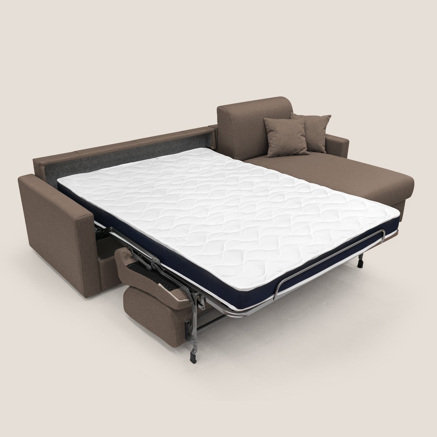 Chris Divano letto angolare 5 posti in tessuto impermeabile T13 marrone