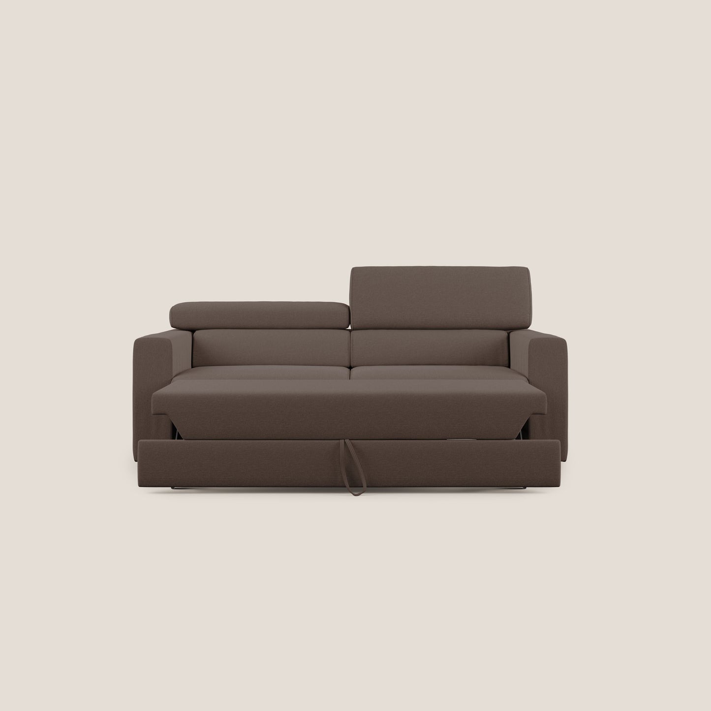 Dylan divano allungabile con pouf estraibile poggiapiedi in tessuto simil cotone impermeabile T13 marrone