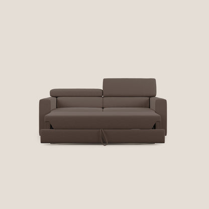 Dylan divano allungabile con pouf estraibile poggiapiedi in tessuto simil cotone impermeabile T13 marrone