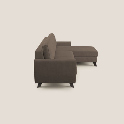 Callisto Divano letto angolare con penisola in tessuto morbido impermeabile T02 marrone