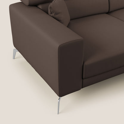 Blade Divano moderno angolare con poggiatesta reclinabili in Ecopelle T04 marrone
