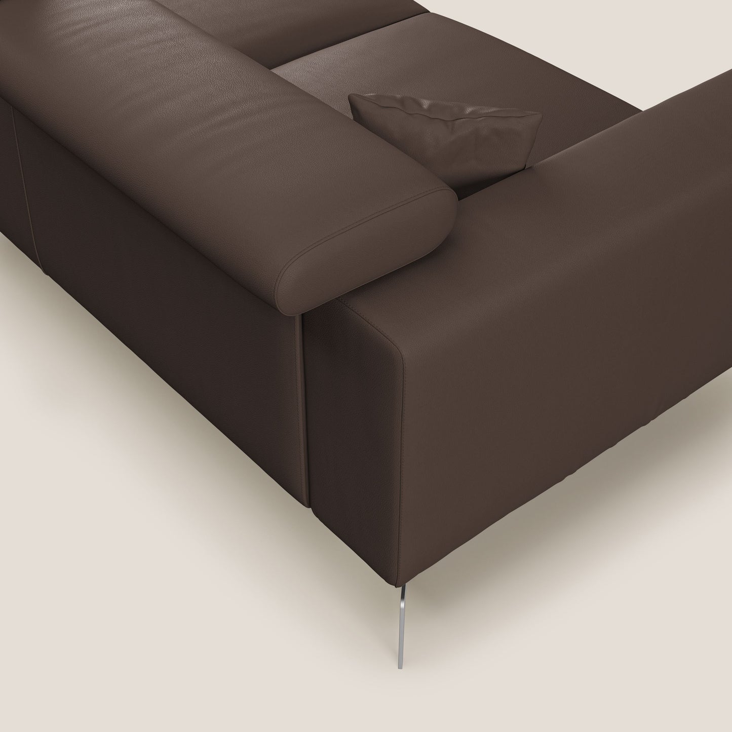 Blade Divano moderno angolare con poggiatesta reclinabili in Ecopelle T04 marrone