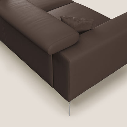 Blade Divano moderno angolare con poggiatesta reclinabili in Ecopelle T04 marrone