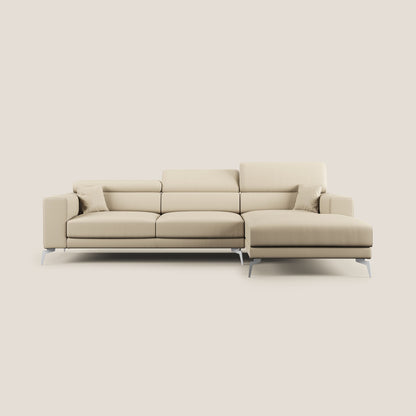 Blade Divano moderno angolare con poggiatesta reclinabili in Ecopelle T04 panna