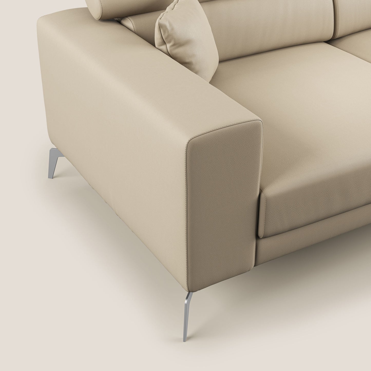 Blade Divano moderno con poggiatesta reclinabili in Ecopelle T04 panna