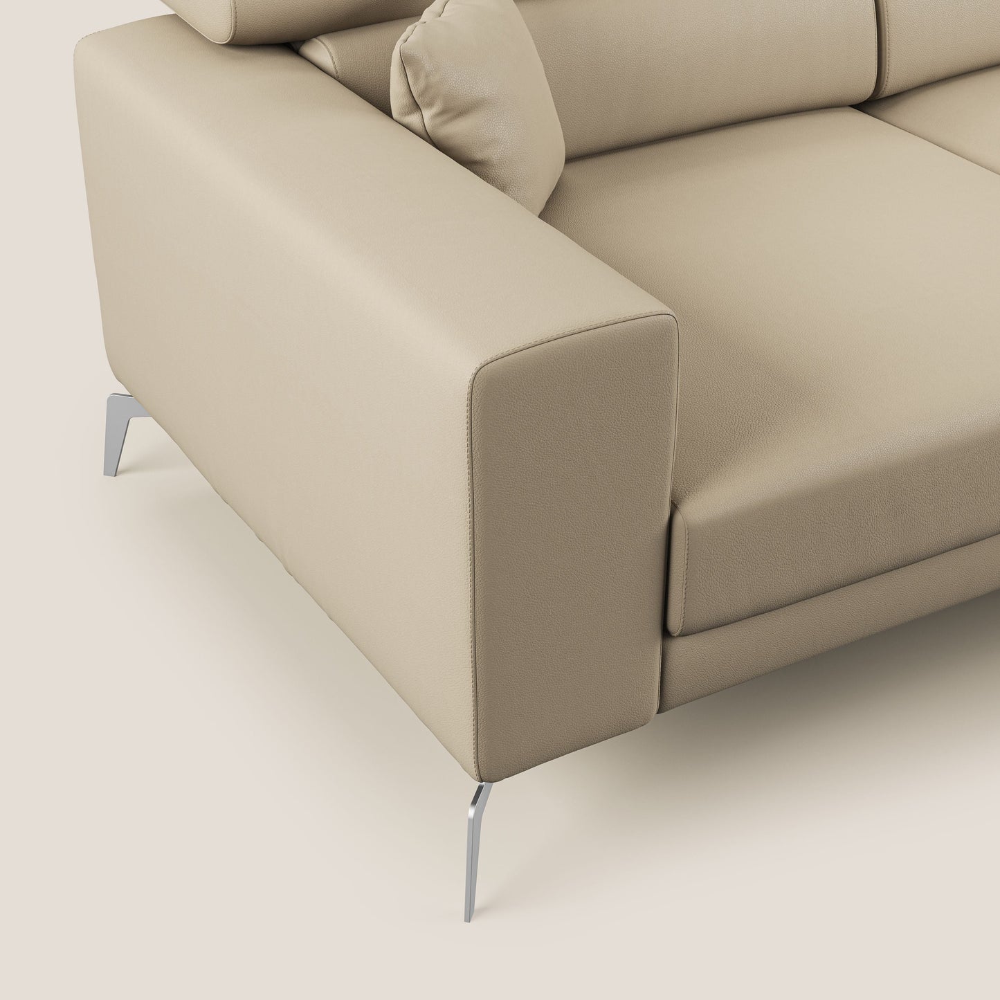 Blade Divano moderno angolare con poggiatesta reclinabili in Ecopelle T04 panna