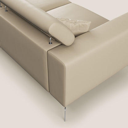 Blade Divano moderno con poggiatesta reclinabili in Ecopelle T04 panna