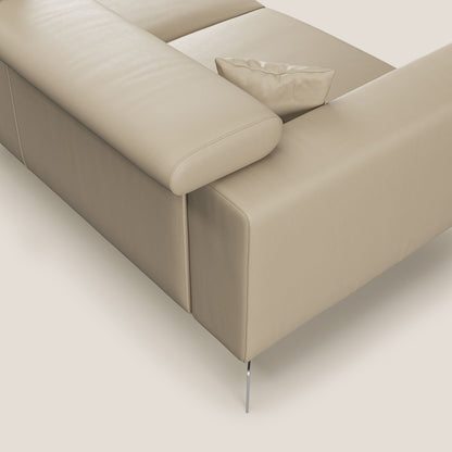 Blade Divano moderno angolare con poggiatesta reclinabili in Ecopelle T04 panna