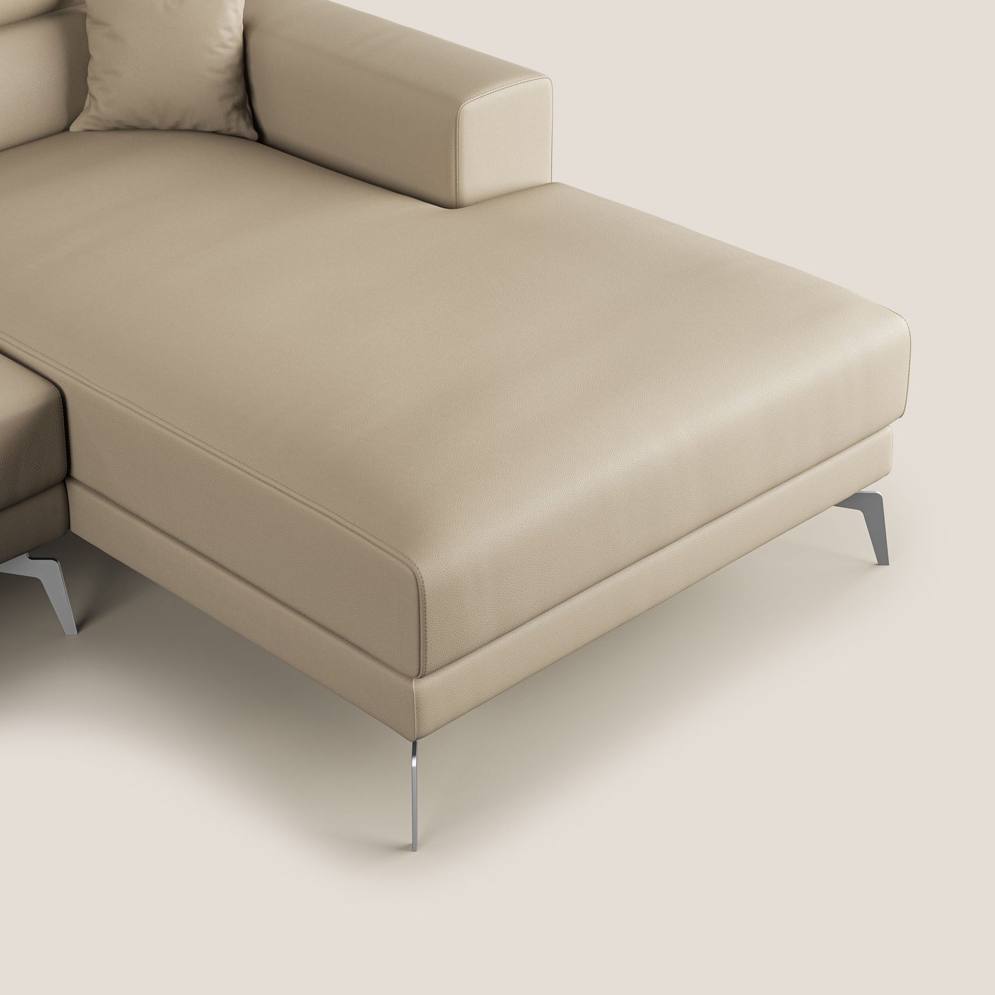 Blade Divano moderno angolare con poggiatesta reclinabili in Ecopelle T04 panna