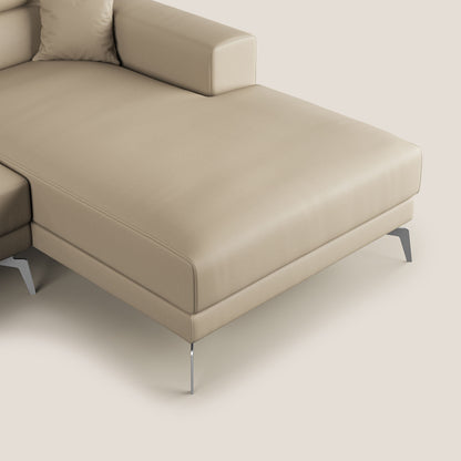 Blade Divano moderno angolare con poggiatesta reclinabili in Ecopelle T04 panna