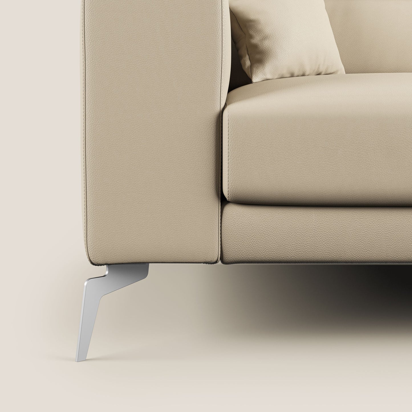 Blade Divano moderno angolare con poggiatesta reclinabili in Ecopelle T04 panna