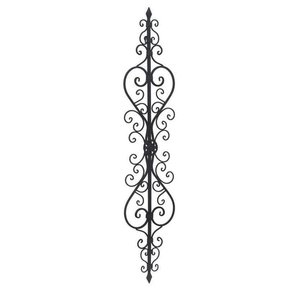 ADECO Black Scrolled Flower Metal Wall Decor Art Oblong Living Room