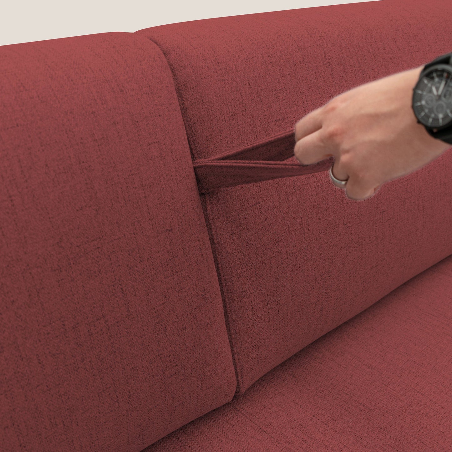 Duna Divano letto matrimoniale con materasso 20 cm in tessuto impermeabile T03 rosso