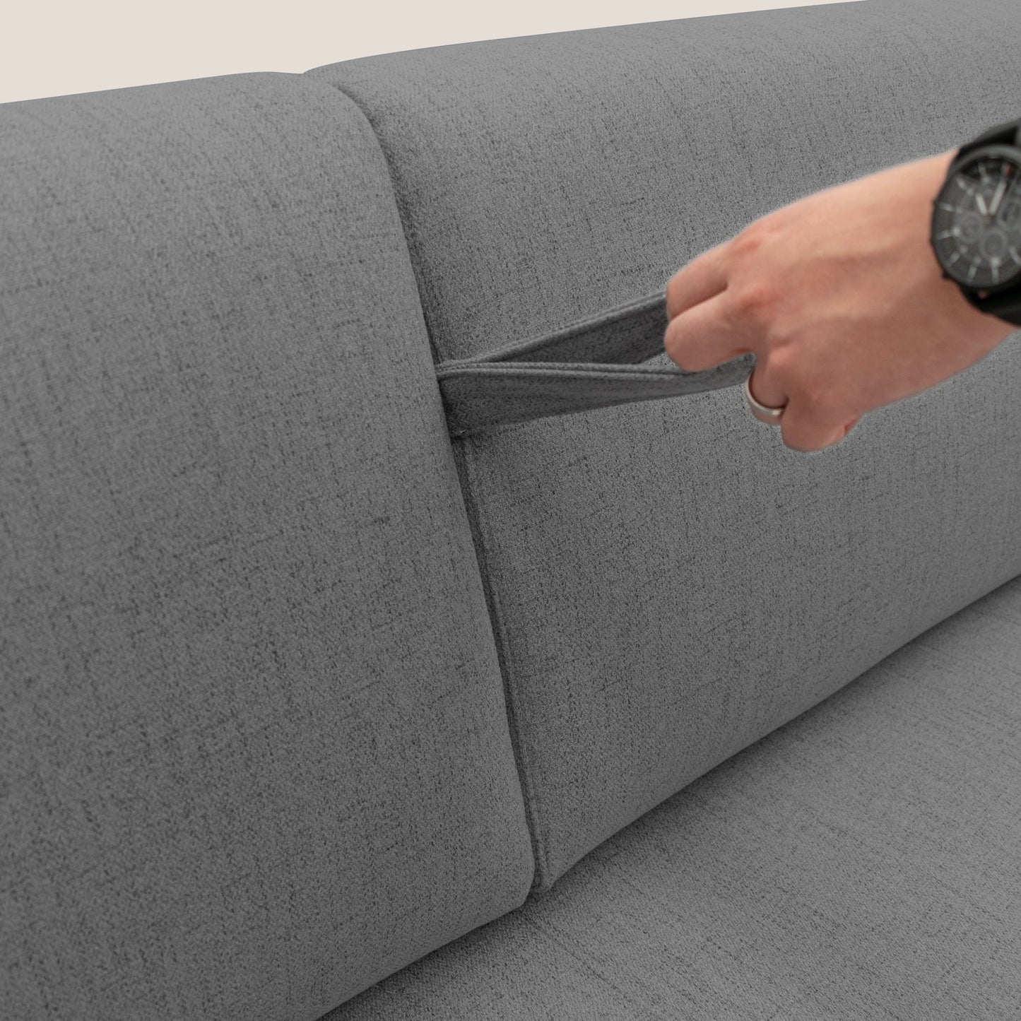 Duna Divano letto matrimoniale con materasso 20 cm in tessuto impermeabile T03 grigio