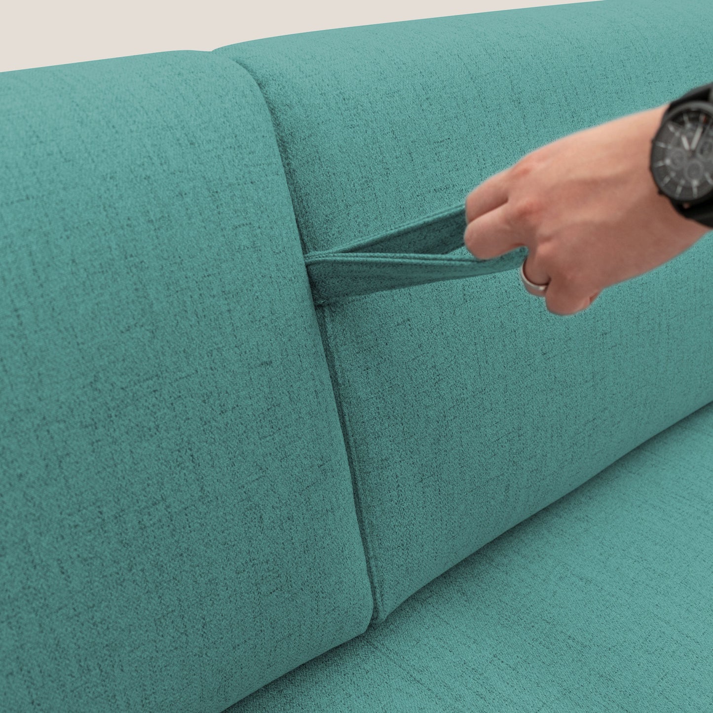 Duna Divano letto matrimoniale con materasso 20 cm in tessuto impermeabile T03 verde acqua