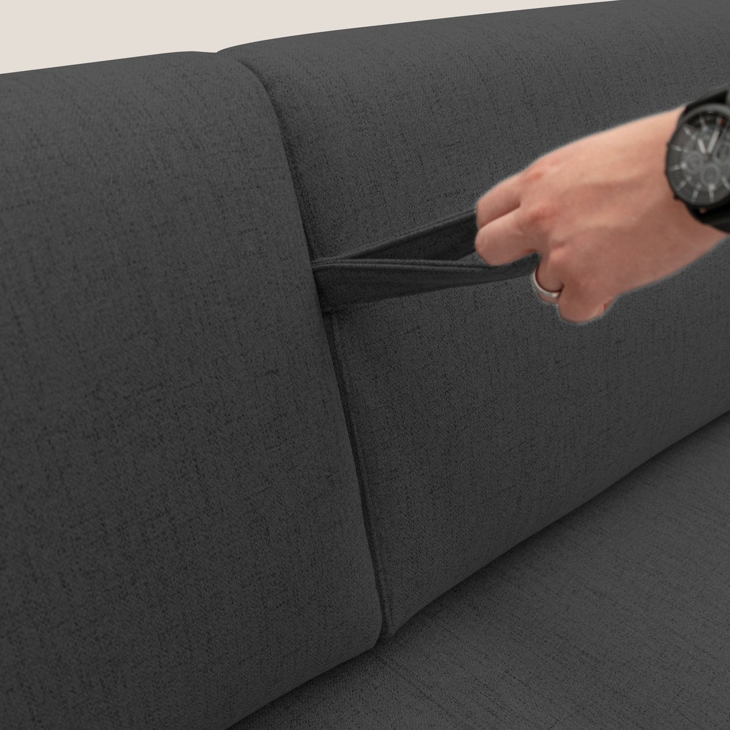 Duna Divano letto matrimoniale con materasso 20 cm in tessuto impermeabile T03 antracite