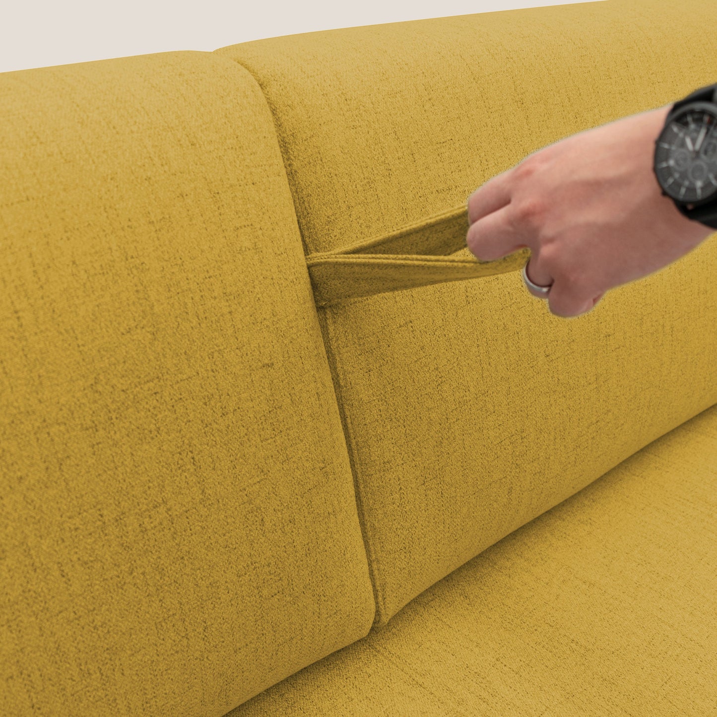 Duna Divano letto matrimoniale con materasso 20 cm in tessuto impermeabile T03 giallo