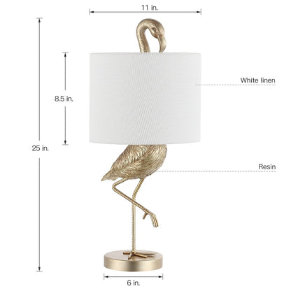 Aaliyah 25in Champaign Gold Resin Table Lamp with White Linen Shade - 25H